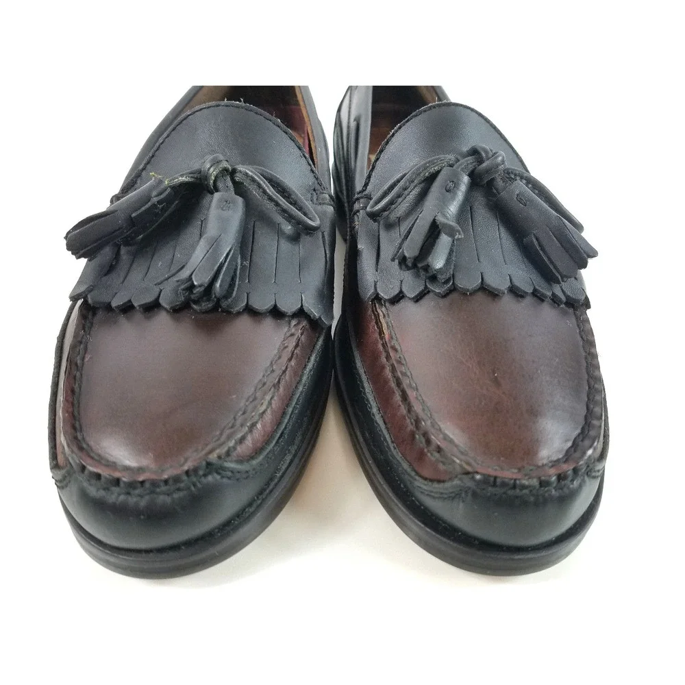 Casual Fridays Mens Brown Black Leather Tassel Loafer Kiltie‎ Shoes Size 8.5 M